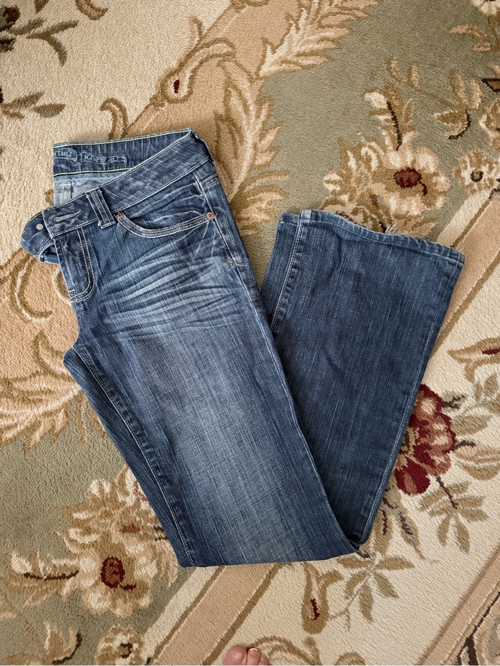 American Eagle Outfitters Distressed Medium Blue Boyfriend Jeans